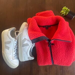 J.Crew Red Polartec Fleece Quarter Zip Warm Cozy Casual  Jacket XXS